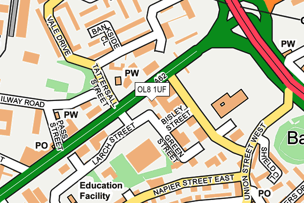 OL8 1UF map - OS OpenMap – Local (Ordnance Survey)