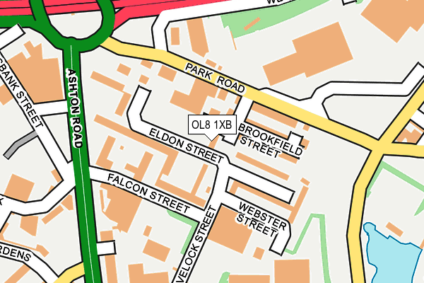OL8 1XB map - OS OpenMap – Local (Ordnance Survey)