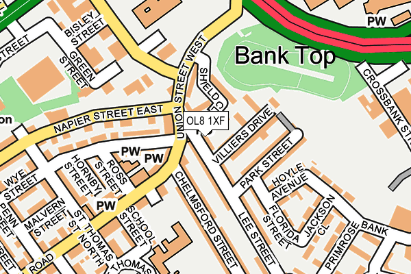 OL8 1XF map - OS OpenMap – Local (Ordnance Survey)