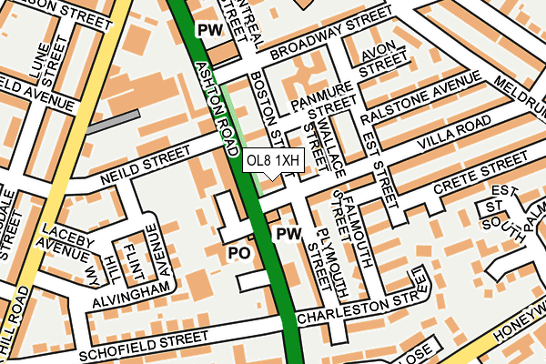 OL8 1XH map - OS OpenMap – Local (Ordnance Survey)