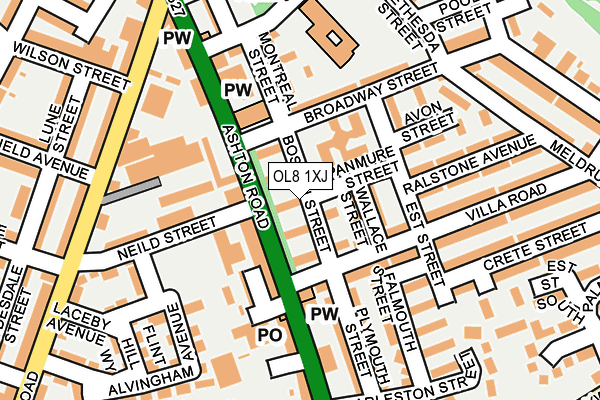 OL8 1XJ map - OS OpenMap – Local (Ordnance Survey)