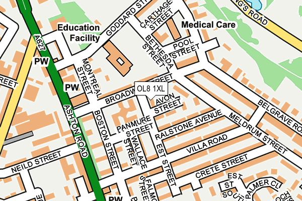 OL8 1XL map - OS OpenMap – Local (Ordnance Survey)