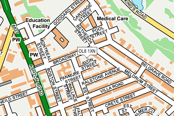 OL8 1XN map - OS OpenMap – Local (Ordnance Survey)