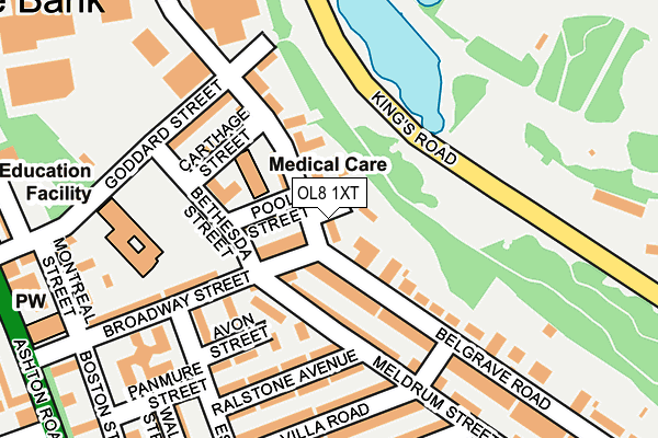 OL8 1XT map - OS OpenMap – Local (Ordnance Survey)