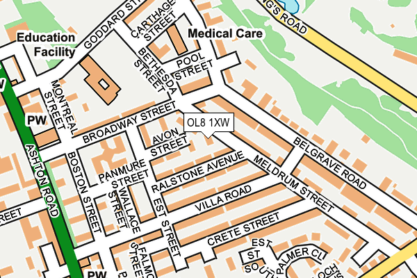 OL8 1XW map - OS OpenMap – Local (Ordnance Survey)