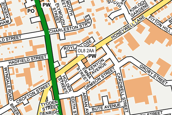 OL8 2AA map - OS OpenMap – Local (Ordnance Survey)
