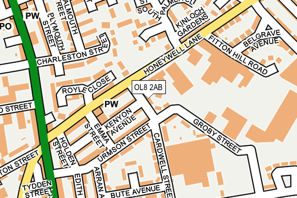 OL8 2AB map - OS OpenMap – Local (Ordnance Survey)