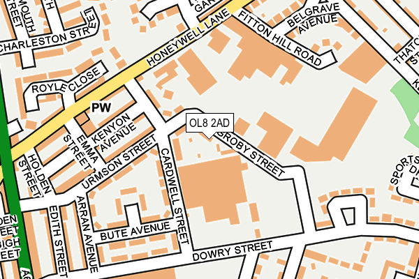 OL8 2AD map - OS OpenMap – Local (Ordnance Survey)
