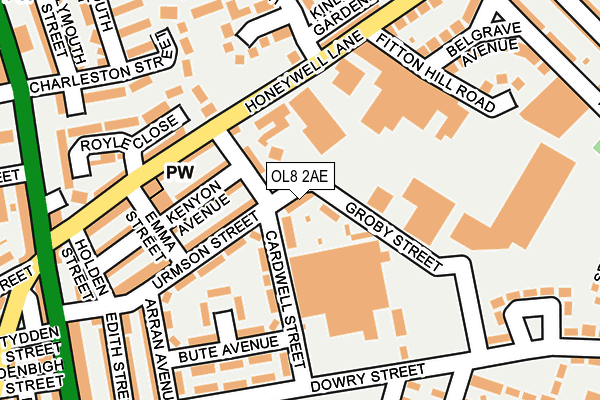 OL8 2AE map - OS OpenMap – Local (Ordnance Survey)