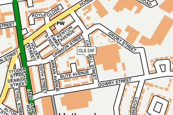OL8 2AF map - OS OpenMap – Local (Ordnance Survey)