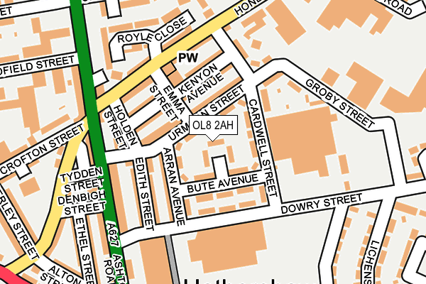 OL8 2AH map - OS OpenMap – Local (Ordnance Survey)