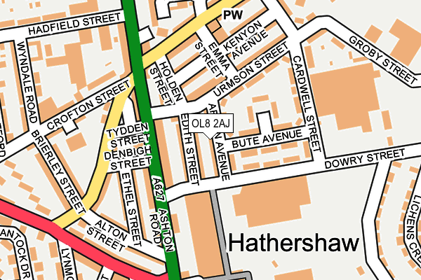 OL8 2AJ map - OS OpenMap – Local (Ordnance Survey)