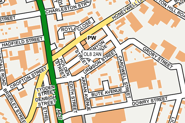 OL8 2AN map - OS OpenMap – Local (Ordnance Survey)