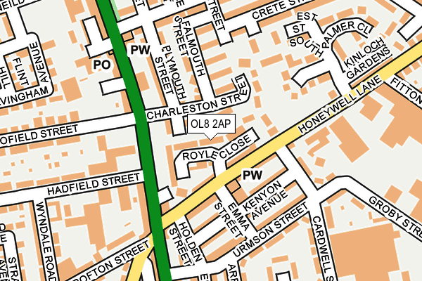 OL8 2AP map - OS OpenMap – Local (Ordnance Survey)