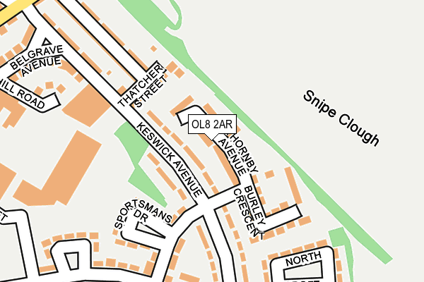 OL8 2AR map - OS OpenMap – Local (Ordnance Survey)