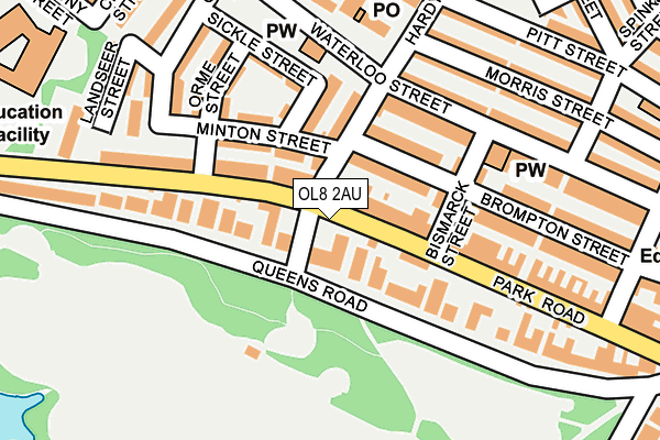 OL8 2AU map - OS OpenMap – Local (Ordnance Survey)