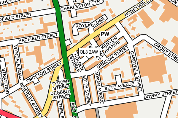 OL8 2AW map - OS OpenMap – Local (Ordnance Survey)