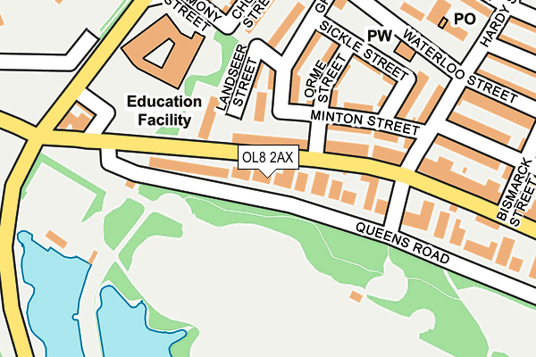 OL8 2AX map - OS OpenMap – Local (Ordnance Survey)