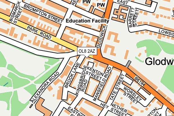 OL8 2AZ map - OS OpenMap – Local (Ordnance Survey)