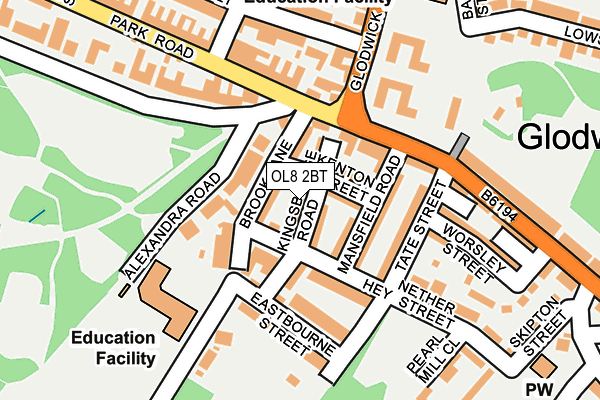 OL8 2BT map - OS OpenMap – Local (Ordnance Survey)