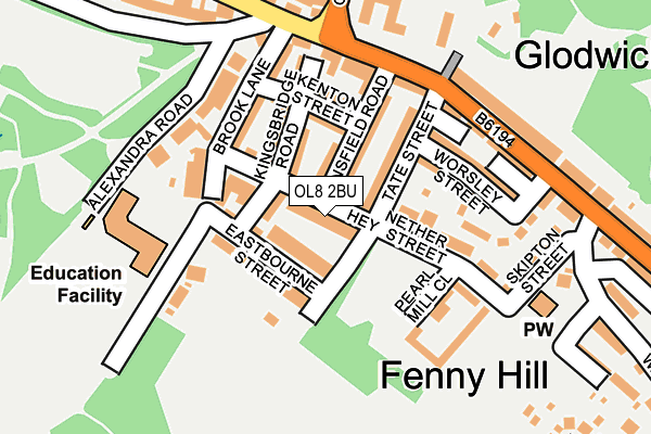 OL8 2BU map - OS OpenMap – Local (Ordnance Survey)