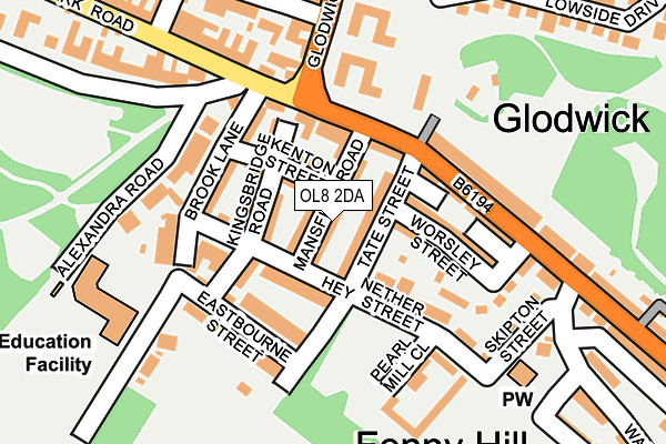 OL8 2DA map - OS OpenMap – Local (Ordnance Survey)