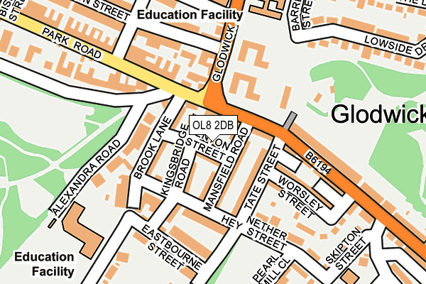 OL8 2DB map - OS OpenMap – Local (Ordnance Survey)