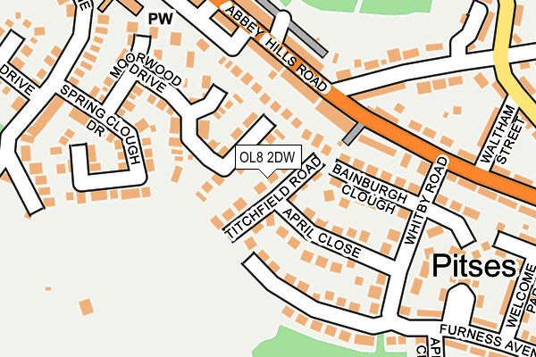 OL8 2DW map - OS OpenMap – Local (Ordnance Survey)