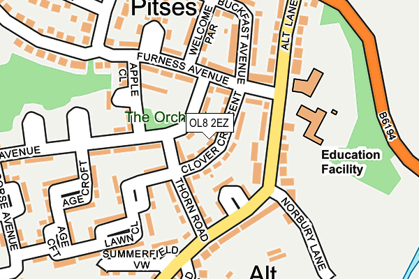 OL8 2EZ map - OS OpenMap – Local (Ordnance Survey)