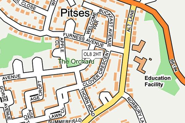 OL8 2HT map - OS OpenMap – Local (Ordnance Survey)