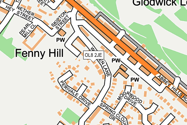 OL8 2JE map - OS OpenMap – Local (Ordnance Survey)