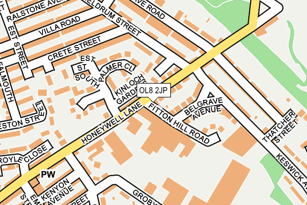 OL8 2JP map - OS OpenMap – Local (Ordnance Survey)