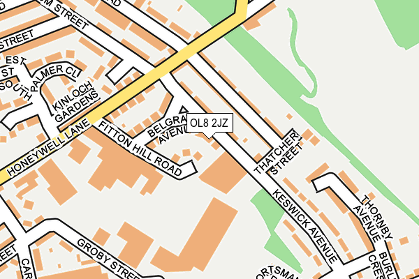 OL8 2JZ map - OS OpenMap – Local (Ordnance Survey)