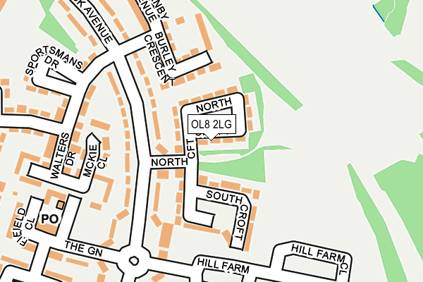 OL8 2LG map - OS OpenMap – Local (Ordnance Survey)