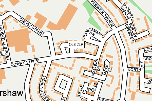 OL8 2LP map - OS OpenMap – Local (Ordnance Survey)