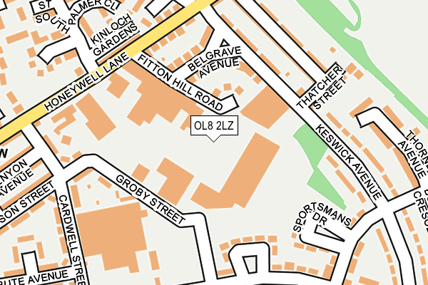 OL8 2LZ map - OS OpenMap – Local (Ordnance Survey)