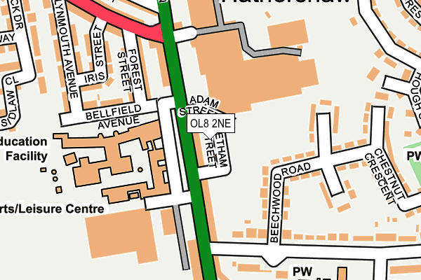OL8 2NE map - OS OpenMap – Local (Ordnance Survey)
