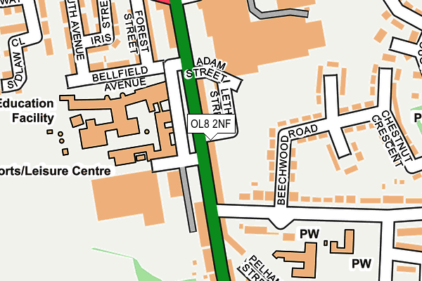 OL8 2NF map - OS OpenMap – Local (Ordnance Survey)