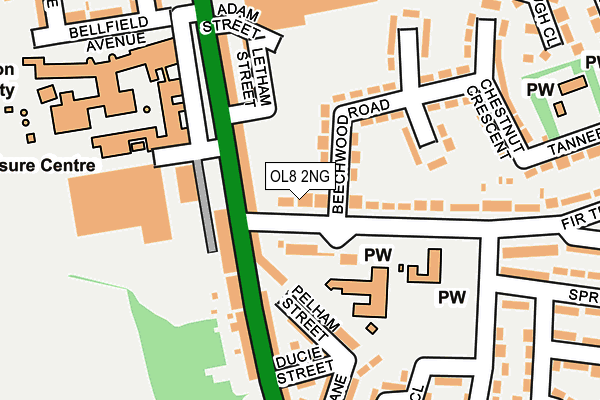 OL8 2NG map - OS OpenMap – Local (Ordnance Survey)