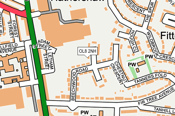 OL8 2NH map - OS OpenMap – Local (Ordnance Survey)