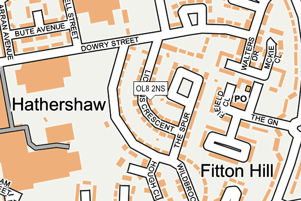 OL8 2NS map - OS OpenMap – Local (Ordnance Survey)