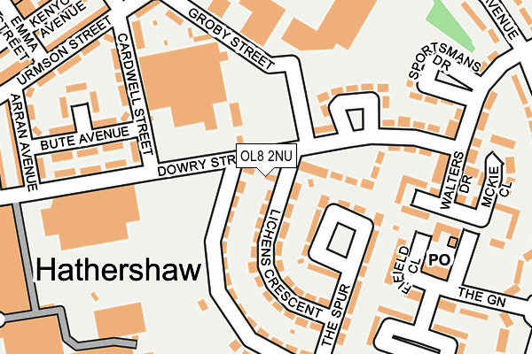 OL8 2NU map - OS OpenMap – Local (Ordnance Survey)