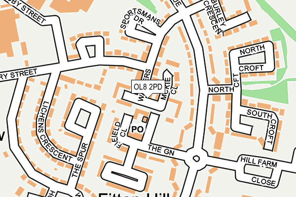 OL8 2PD map - OS OpenMap – Local (Ordnance Survey)