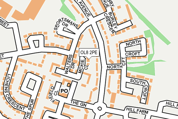 OL8 2PE map - OS OpenMap – Local (Ordnance Survey)