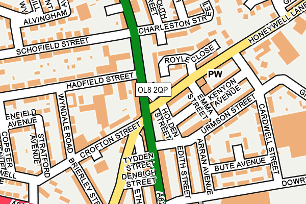 OL8 2QP map - OS OpenMap – Local (Ordnance Survey)