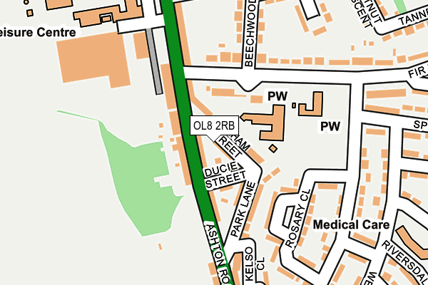 OL8 2RB map - OS OpenMap – Local (Ordnance Survey)