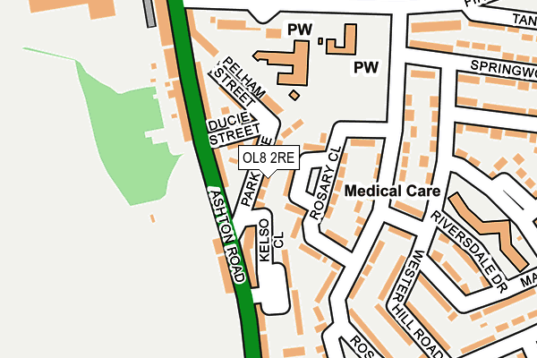OL8 2RE map - OS OpenMap – Local (Ordnance Survey)
