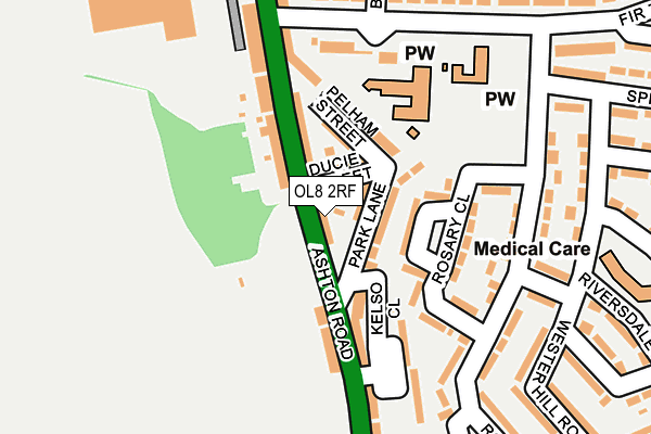 OL8 2RF map - OS OpenMap – Local (Ordnance Survey)