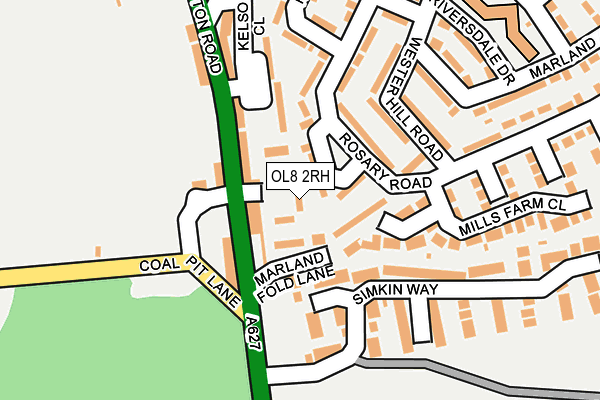 OL8 2RH map - OS OpenMap – Local (Ordnance Survey)
