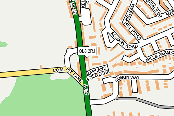 OL8 2RJ map - OS OpenMap – Local (Ordnance Survey)